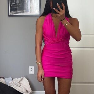 Pink Halter Mini Dress